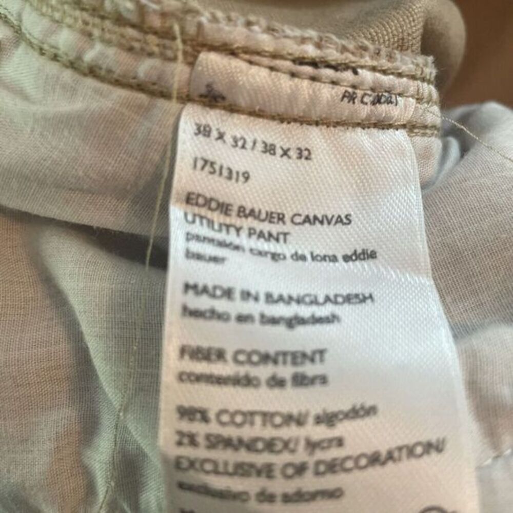 Eddie Bauer Men's Canvas Stretch Utility Pants Tan 38Wx32L classic fit - Picture 7 of 7